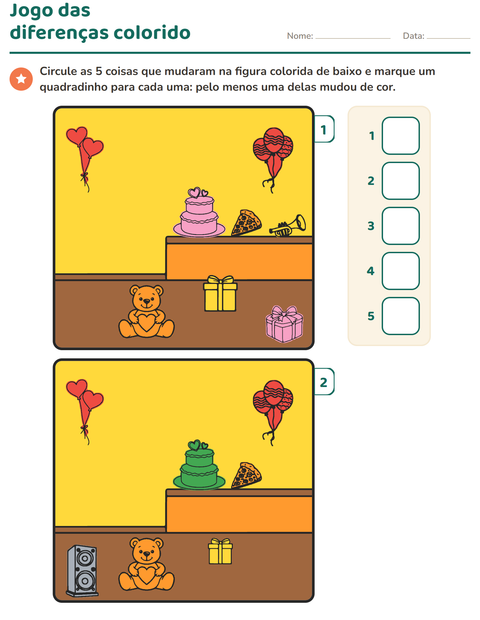 Pré-visualização da ficha de Jogo das diferenças para Educação infantil (pré-escola, 5-7 anos)