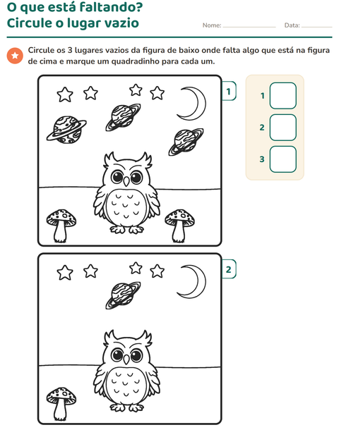 Pré-visualização da ficha de Jogo das diferenças para Educação infantil (pré-escola, 5-7 anos)