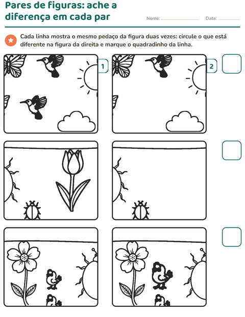 Pré-visualização da ficha de Jogo das diferenças para Educação infantil (pré-escola, 5-7 anos)