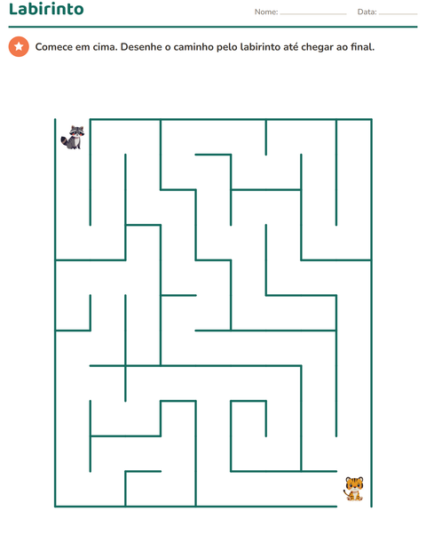 Pré-visualização da ficha de Labirintos com Animais para Educação infantil (pré-escola, 5-7 anos)