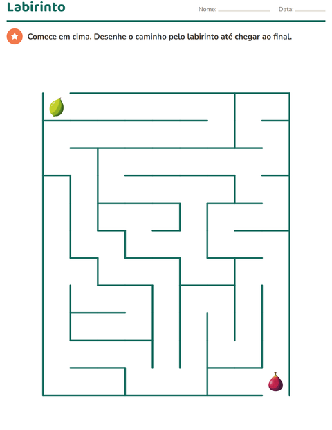 Pré-visualização da ficha de Labirintos com Frutas para Educação infantil (pré-escola, 5-7 anos)