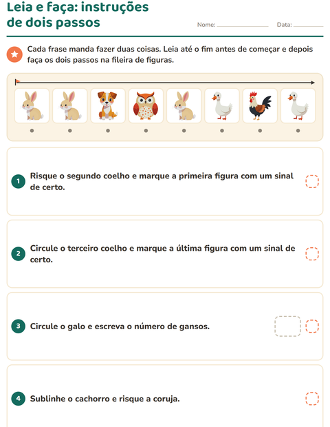 Leia e faça: instruções de dois passos em uma frase só