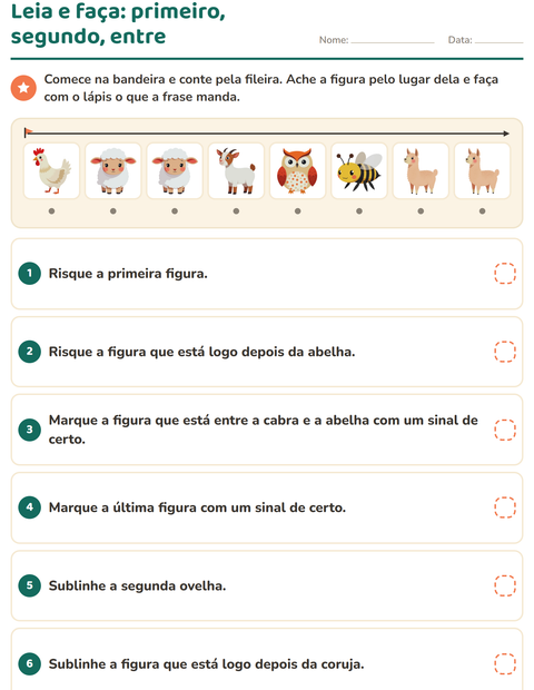 Pré-visualização da ficha de Leia e faça com Animais da fazenda para 1º ano do ensino fundamental