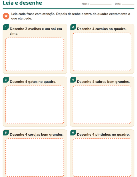 Pré-visualização da ficha de Leia e faça com Animais da fazenda para 1º ano do ensino fundamental