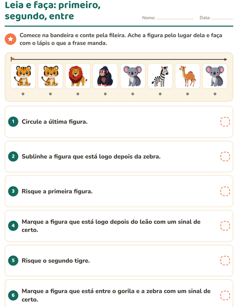 Pré-visualização da ficha de Leia e faça com Animais do zoológico para 1º ano do ensino fundamental
