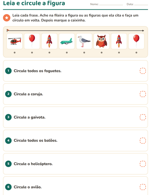 Pré-visualização da ficha de Leia e faça com Coisas que voam para 1º ano do ensino fundamental