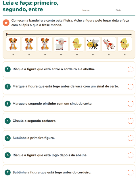 Pré-visualização da ficha de Leia e faça com Animais da fazenda para 1º ano do ensino fundamental