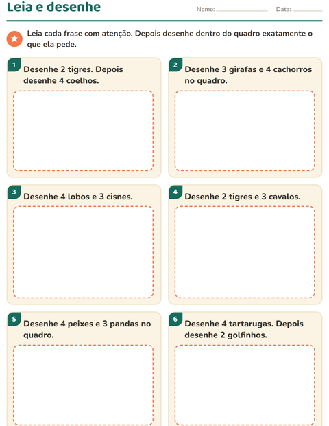 Pré-visualização da ficha de Leia e faça com Animais para 1º ano do ensino fundamental