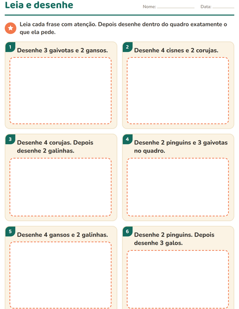 Pré-visualização da ficha de Leia e faça com Pássaros 2 para 1º ano do ensino fundamental