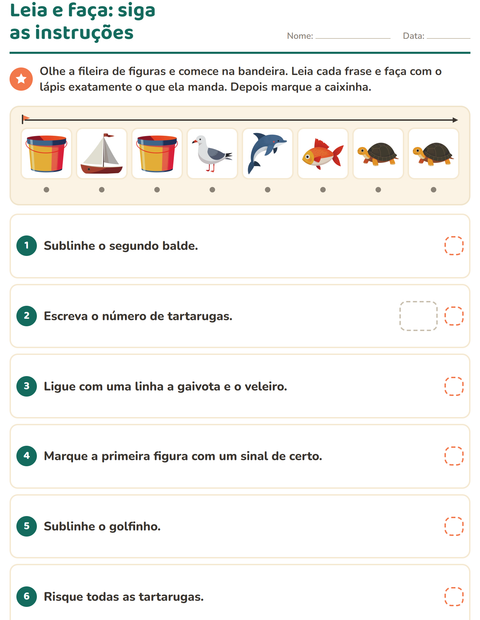 Pré-visualização da ficha de Leia e faça com Praia para 1º ano do ensino fundamental