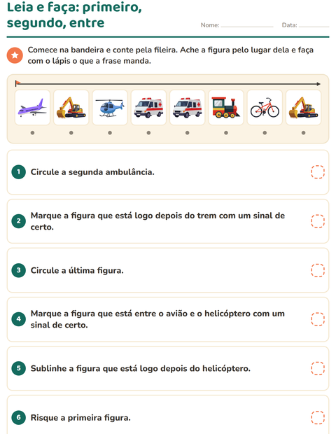 Pré-visualização da ficha de Leia e faça com Veículos para 1º ano do ensino fundamental