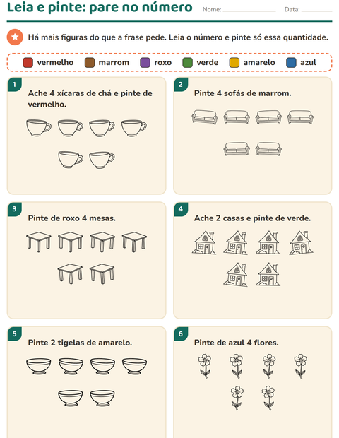 Pré-visualização da ficha de Leia e pinte com Casa e Natureza PB para 1º ano do ensino fundamental