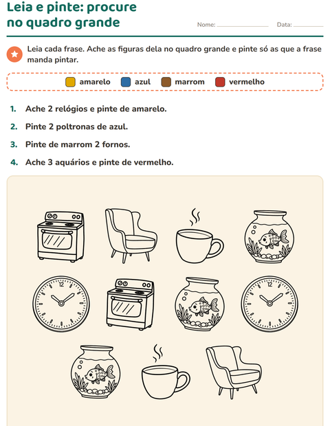 Pré-visualização da ficha de Leia e pinte com Casa PB para 1º ano do ensino fundamental