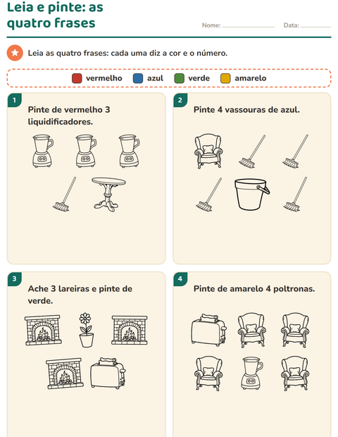 Pré-visualização da ficha de Leia e pinte com Casa PB 2 para 1º ano do ensino fundamental