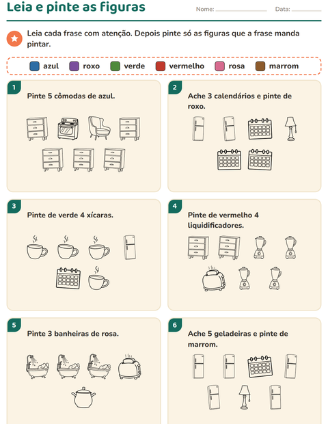 Pré-visualização da ficha de Leia e pinte com Casa PB para 1º ano do ensino fundamental