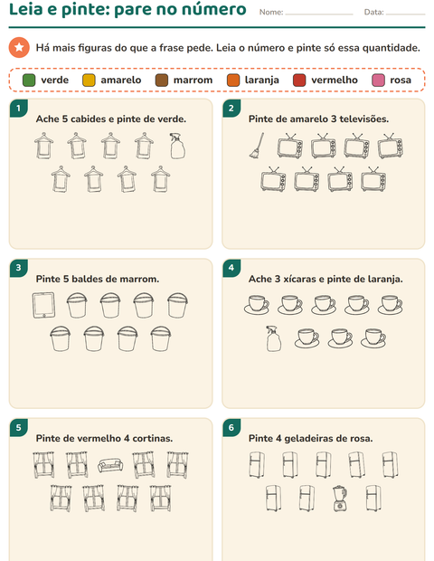 Pré-visualização da ficha de Leia e pinte com Doméstico PB para 1º ano do ensino fundamental
