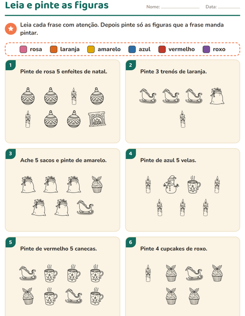 Pré-visualização da ficha de Leia e pinte com Natal P&B 2 para 1º ano do ensino fundamental