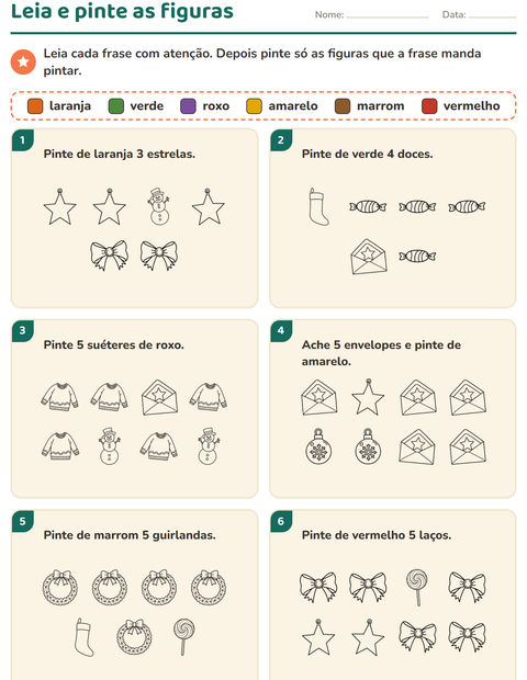 Pré-visualização da ficha de Leia e pinte com Natal P&B para 1º ano do ensino fundamental