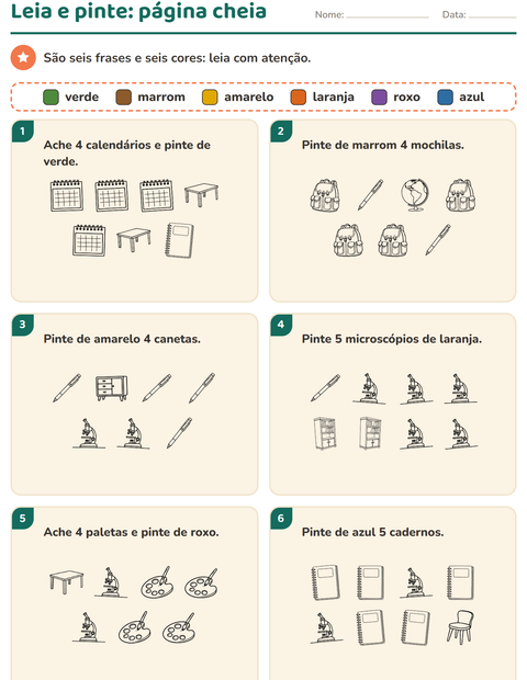 Pré-visualização da ficha de Leia e pinte com Sala de aula 2 (P&B) para 1º ano do ensino fundamental