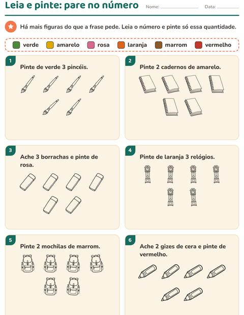 Pré-visualização da ficha de Leia e pinte com Educação PB para 1º ano do ensino fundamental