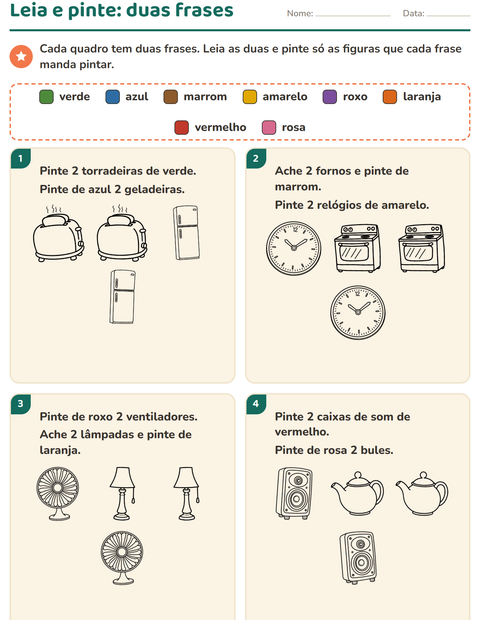 Pré-visualização da ficha de Leia e pinte com Casa PB para 1º ano do ensino fundamental