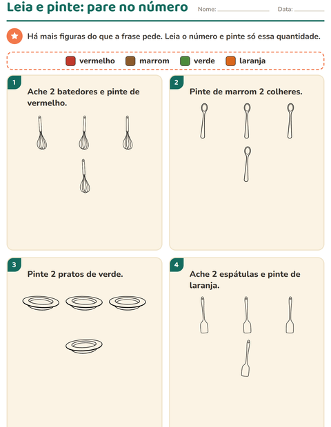 Pré-visualização da ficha de Leia e pinte com Cozinha PB para 1º ano do ensino fundamental