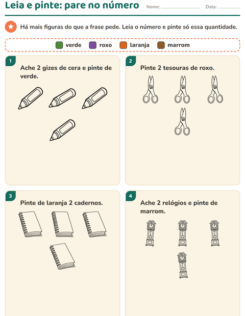 Pré-visualização da ficha de Leia e pinte com Educação PB para 1º ano do ensino fundamental