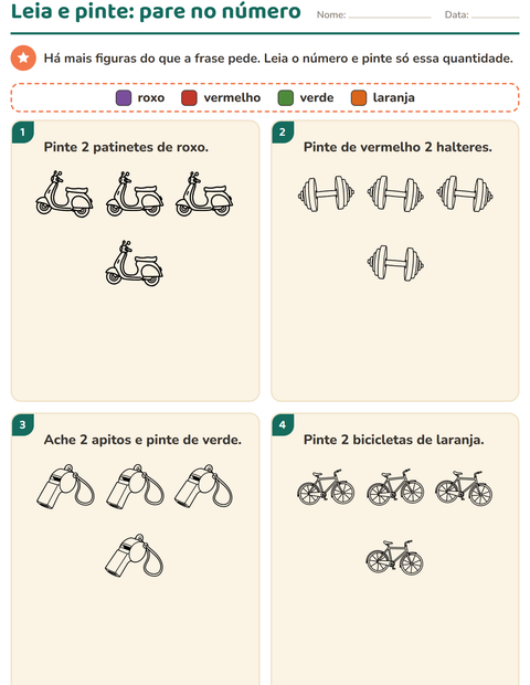 Pré-visualização da ficha de Leia e pinte com Esportes PB para 1º ano do ensino fundamental
