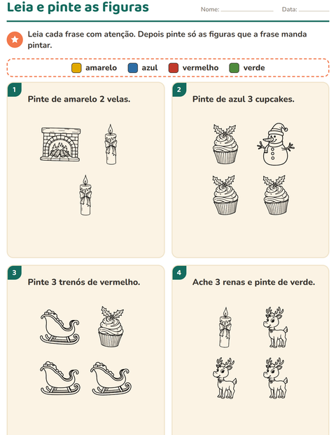 Pré-visualização da ficha de Leia e pinte com Natal P&B 2 para 1º ano do ensino fundamental