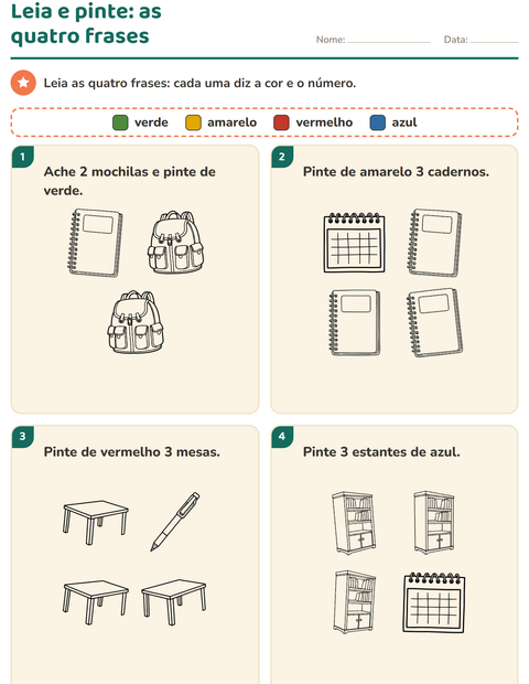 Pré-visualização da ficha de Leia e pinte com Sala de aula 2 (P&B) para 1º ano do ensino fundamental