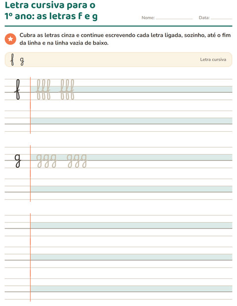Pré-visualização da ficha de Letra cursiva para 2º ano do ensino fundamental