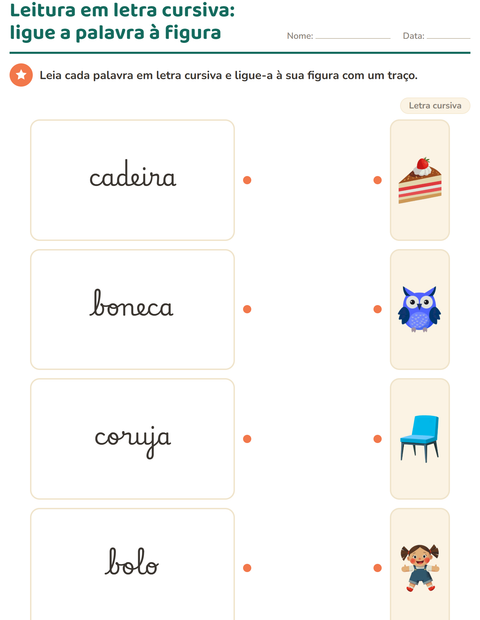Pré-visualização da ficha de Letra cursiva para 2º ano do ensino fundamental