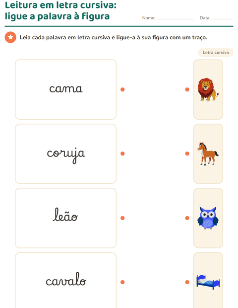 Pré-visualização da ficha de Letra cursiva para 2º ano do ensino fundamental
