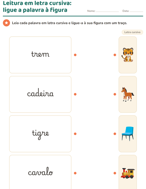 Pré-visualização da ficha de Letra cursiva para 2º ano do ensino fundamental