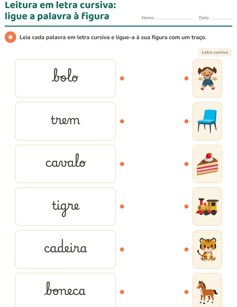 Pré-visualização da ficha de Letra cursiva para 2º ano do ensino fundamental