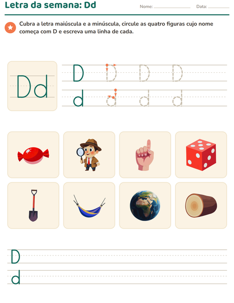 Pré-visualização da ficha de Letra da semana para Educação infantil (pré-escola, 5-7 anos)