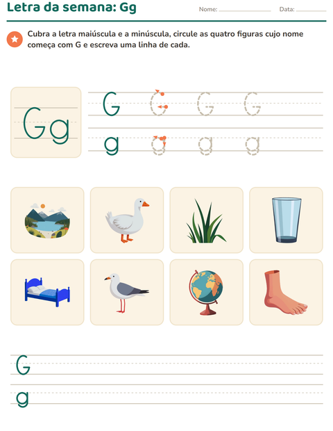 Pré-visualização da ficha de Letra da semana para Educação infantil (pré-escola, 5-7 anos)