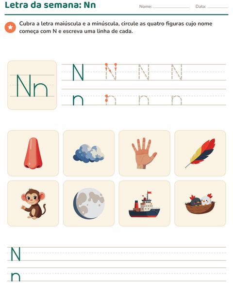Pré-visualização da ficha de Letra da semana para Educação infantil (pré-escola, 5-7 anos)