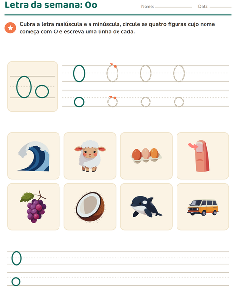 Pré-visualização da ficha de Letra da semana para Educação infantil (pré-escola, 5-7 anos)
