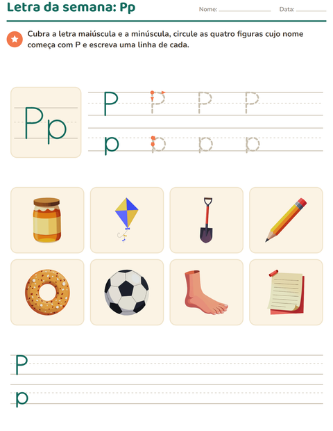 Pré-visualização da ficha de Letra da semana para Educação infantil (pré-escola, 5-7 anos)