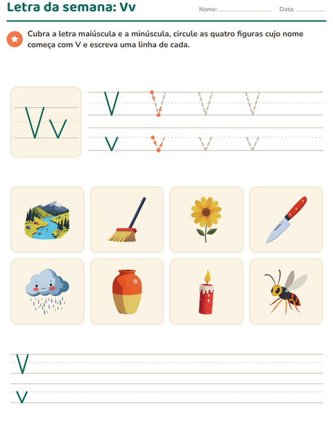 Pré-visualização da ficha de Letra da semana para Educação infantil (pré-escola, 5-7 anos)