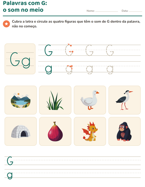Pré-visualização da ficha de Letra da semana para Educação infantil (pré-escola, 5-7 anos)