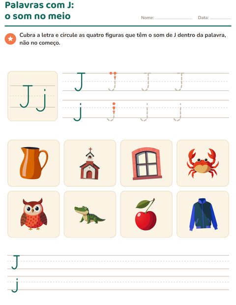 Pré-visualização da ficha de Letra da semana para Educação infantil (pré-escola, 5-7 anos)