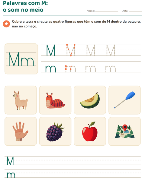Pré-visualização da ficha de Letra da semana para Educação infantil (pré-escola, 5-7 anos)