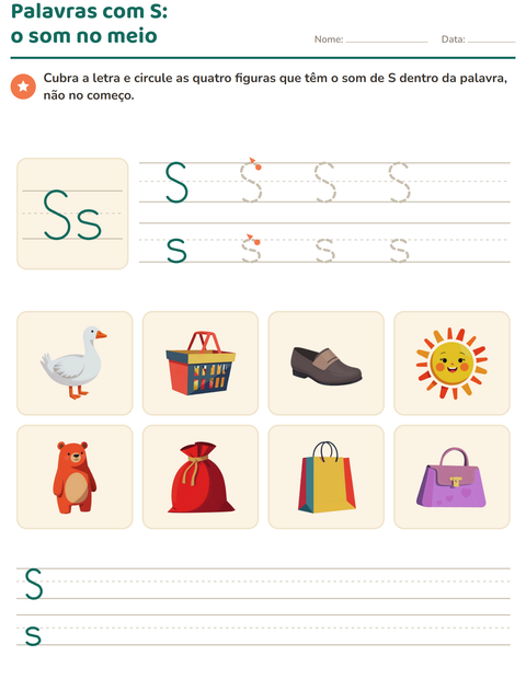 Pré-visualização da ficha de Letra da semana para Educação infantil (pré-escola, 5-7 anos)