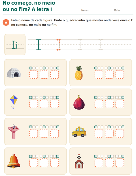 Pré-visualização da ficha de Letra da semana para Educação infantil (pré-escola, 5-7 anos)