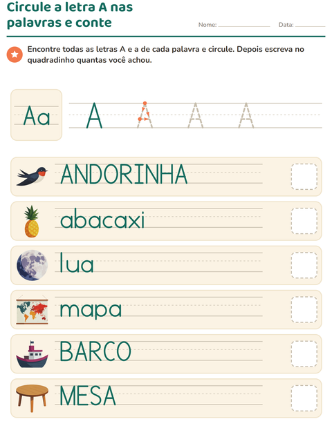 Pré-visualização da ficha de Letra da semana para Educação infantil (pré-escola, 5-7 anos)