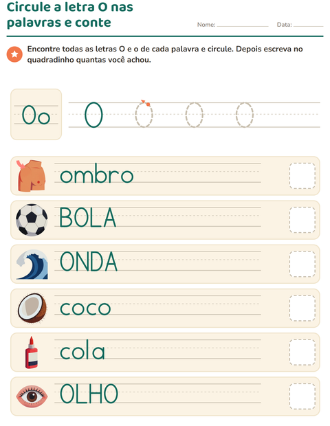 Pré-visualização da ficha de Letra da semana para Educação infantil (pré-escola, 5-7 anos)