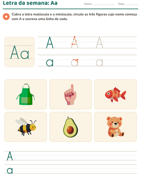 Pré-visualização da ficha de Letra da semana para Educação infantil (pré-escola, 5-7 anos)