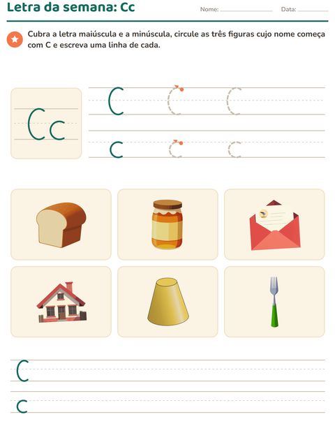 Pré-visualização da ficha de Letra da semana para Educação infantil (pré-escola, 5-7 anos)